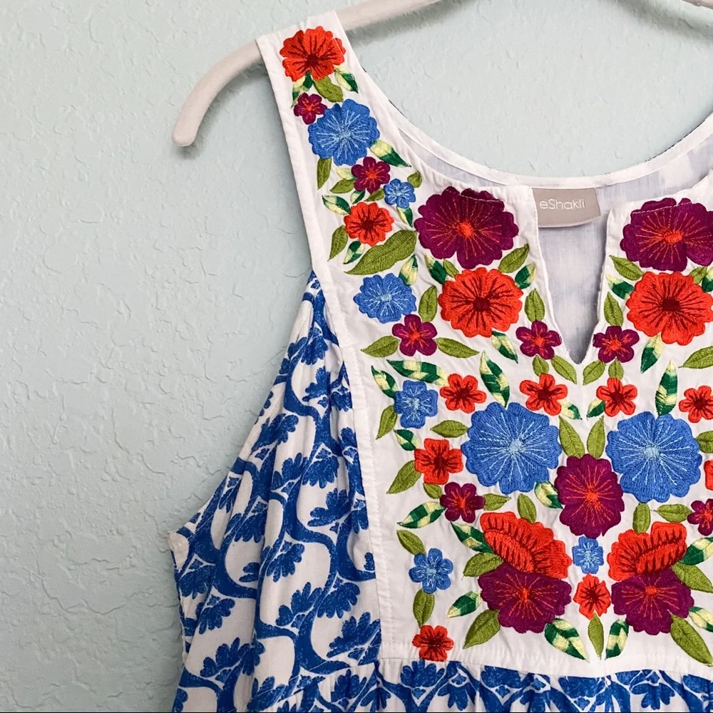 Eshakti•Boho Maxi Dress with Floral Embroidery - Picture 8 of 12